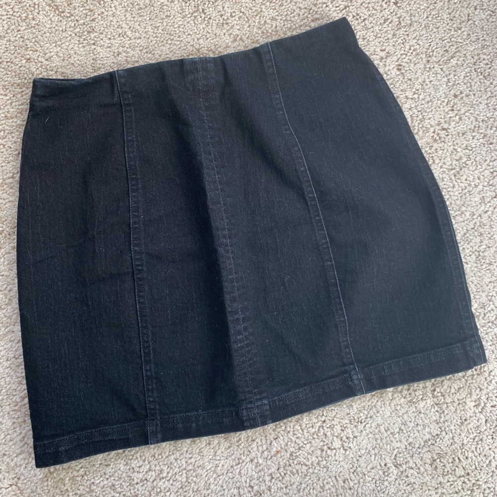 Black Denim Mini Skirt